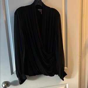 Vince Camuto Black Wrap Blouse with Long Sleeves